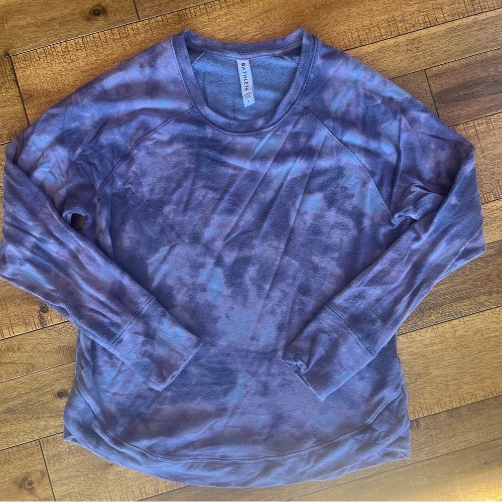 Athleta Purple Tie-Dye Long Sleeve Top Large